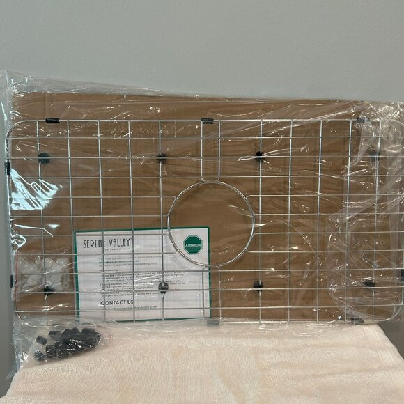 SERENE VALLEY Sink Bottom Grid 24-1/8" x 12-5/8", Centered Drain Sink Protector - Picture 1 of 7